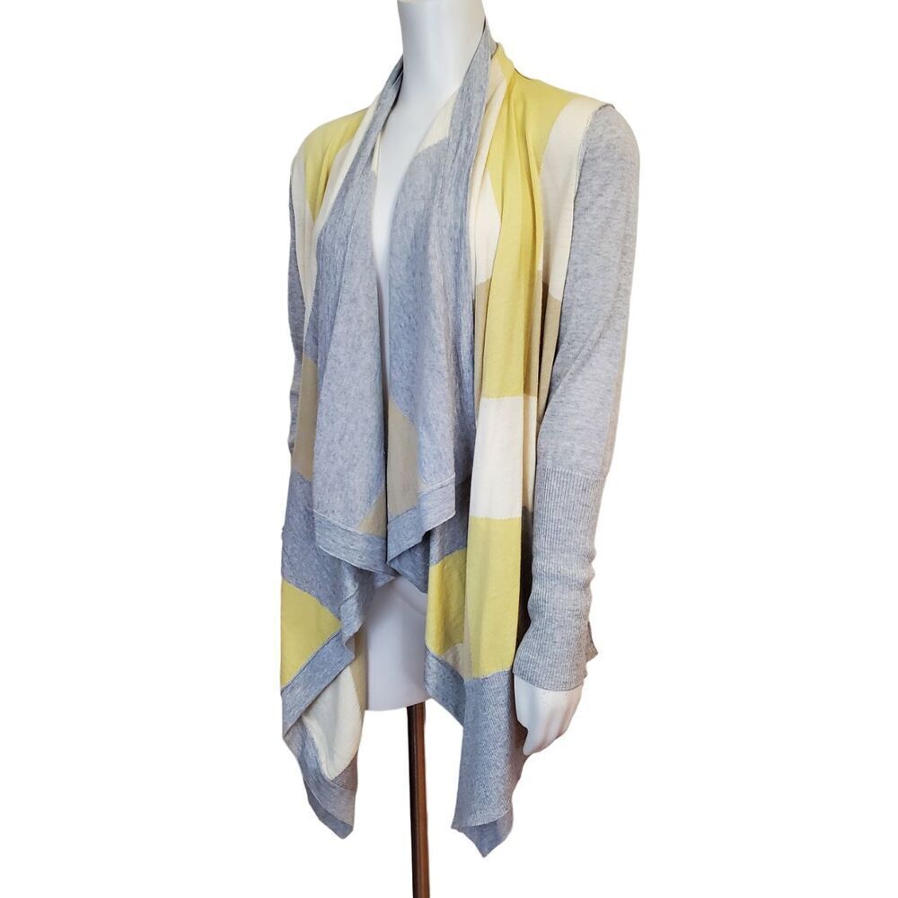 St John Cardigan Small 100% fine wool Open Front Waterfall Colorblock Sweater